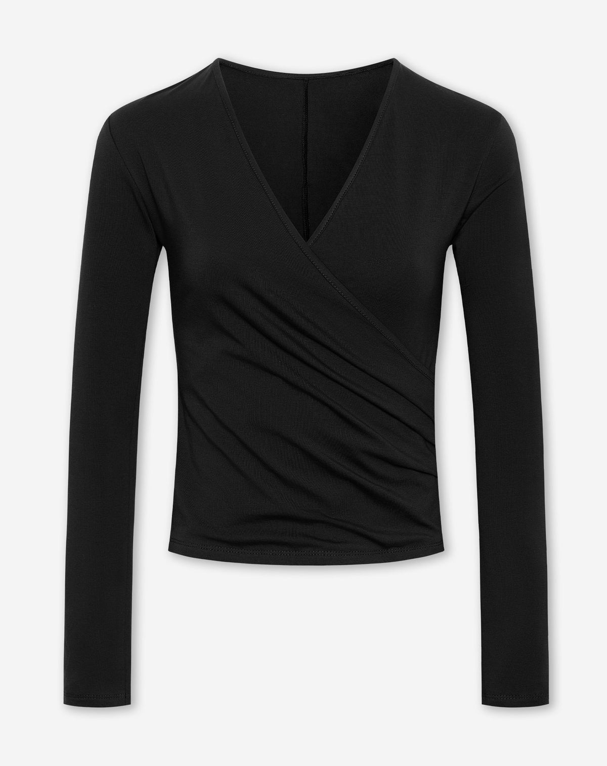 TAMAR WRAP LONG SLEEVE TOP ZWART