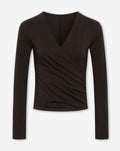 TAMAR WRAP LONG SLEEVE TOP DONKERBRUIN