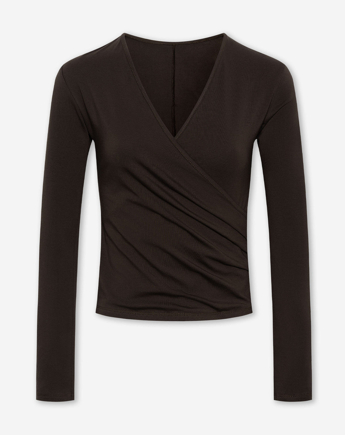 TAMAR WRAP LONG SLEEVE TOP DONKERBRUIN