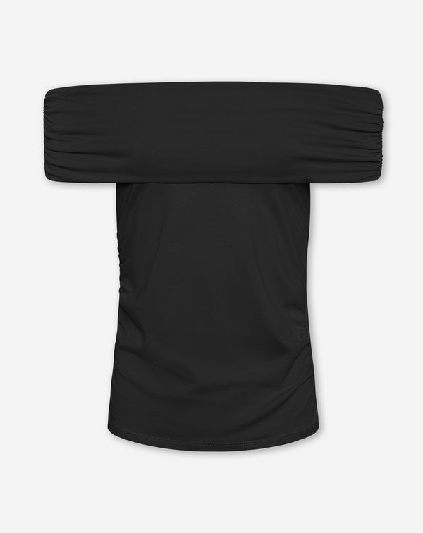 TAMAR DRAPED OFF SHOULDER TOP ZWART