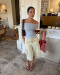 TAMAR DRAPED OFF SHOULDER TOP GRIJS MELANGE