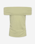 TAMAR DRAPED OFF SHOULDER TOP LICHT OLIJFGROEN