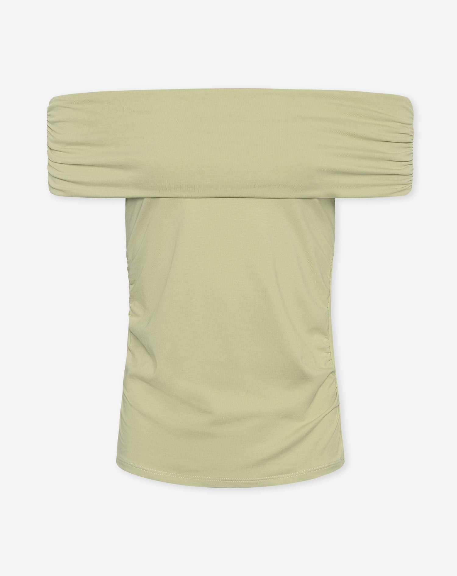 TAMAR DRAPED OFF SHOULDER TOP LICHT OLIJFGROEN