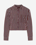 CROPPED POPLIN STRIPE BLOUSE BURGUNDY