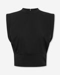 TAMAR PADDED SHOULDER TOP BLACK
