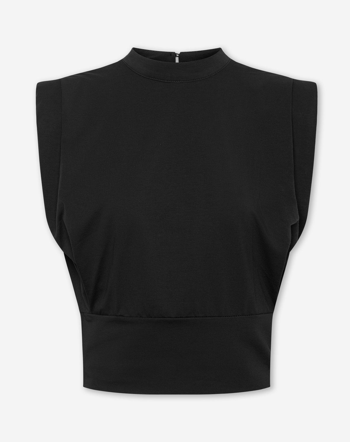 TAMAR PADDED SHOULDER TOP ZWART