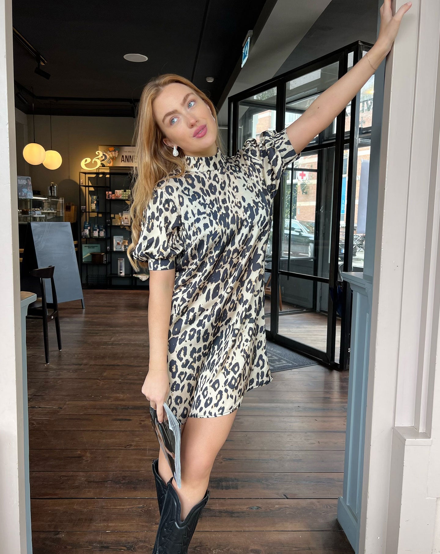 Leopard short sleeve dress best sale