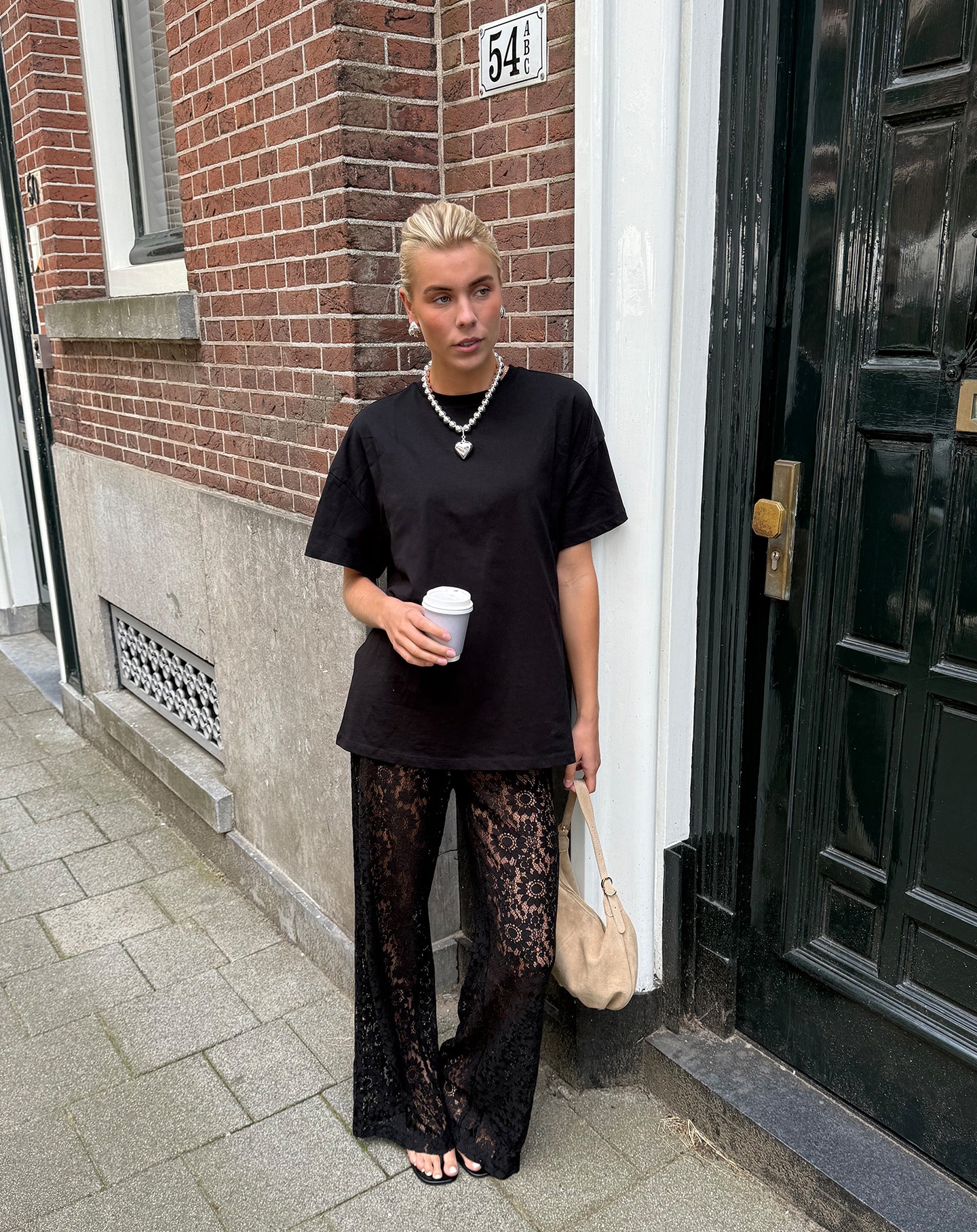 HOLLY LACE PANTS  ZWART