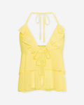 LIZZA RUFFLE HALTER TOP BUTTER YELLOW