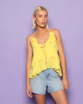 LIZZA RUFFLE HALTER TOP BUTTER YELLOW