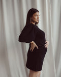 LOA PUFF SLEEVE SWEAT DRESS MATERNITY ZWART