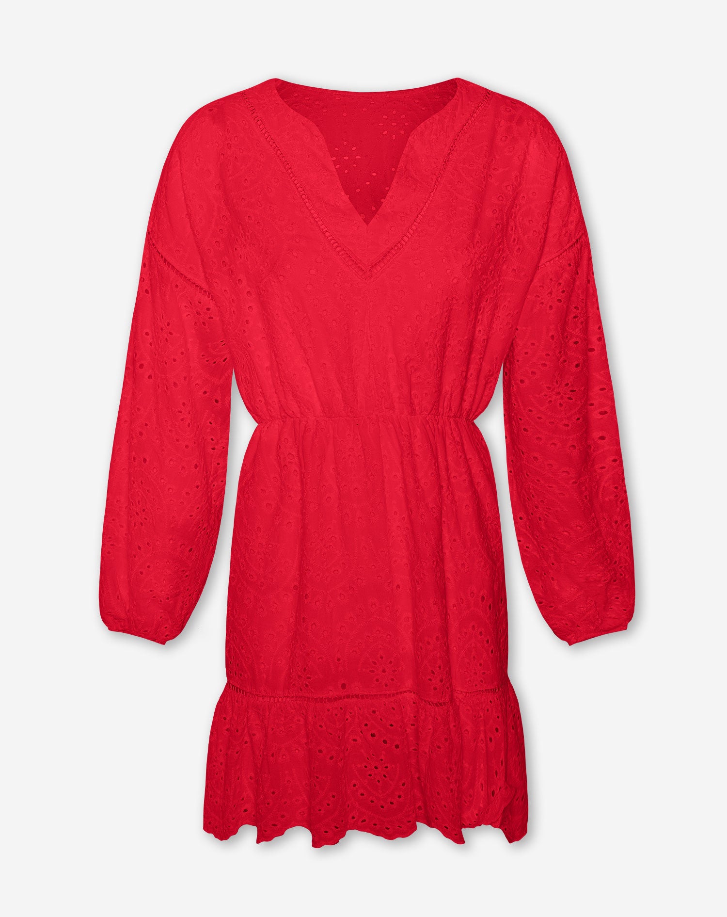 LOUISE BRODERIE DRESS RED