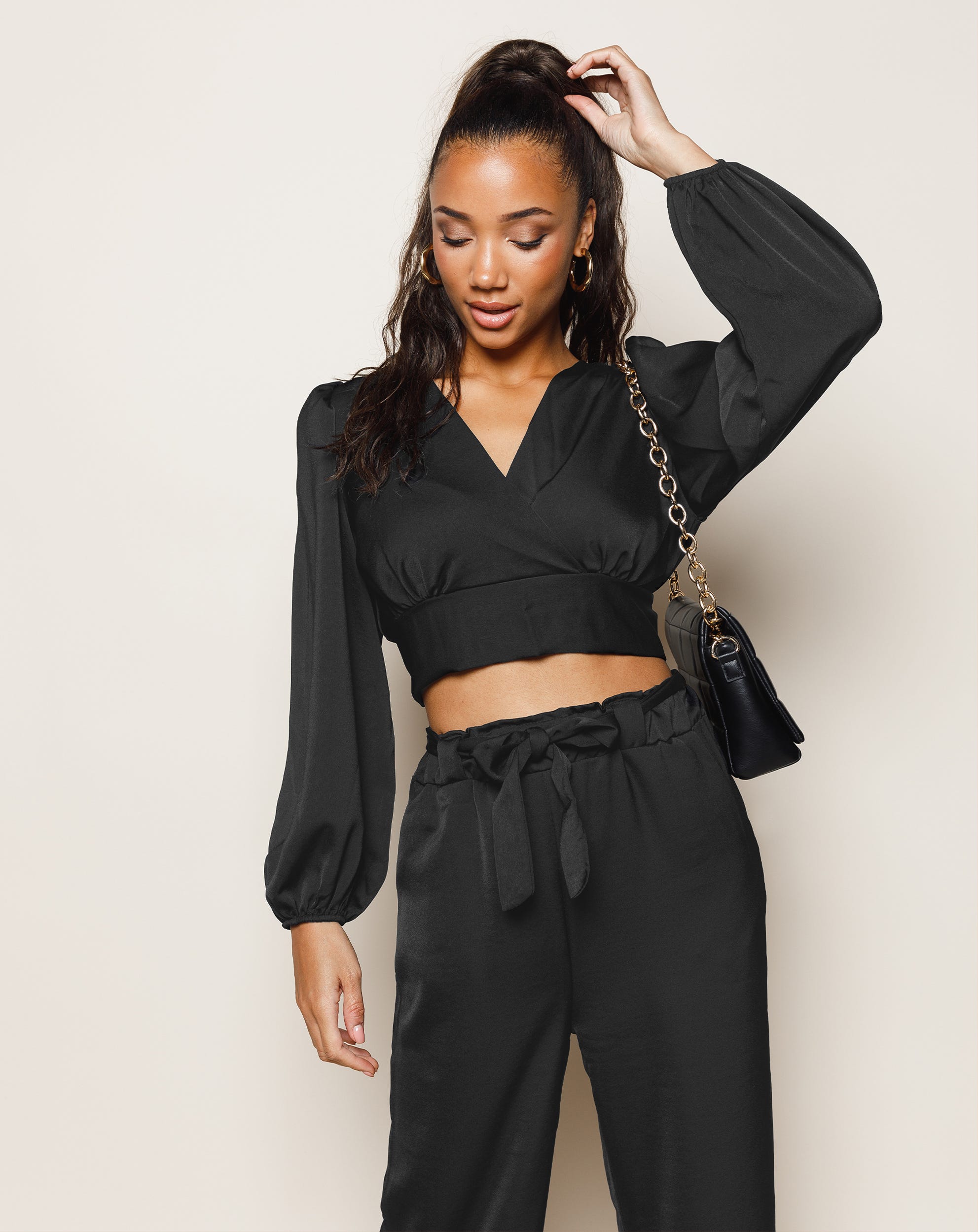 Milou Black Strapless Crop Top