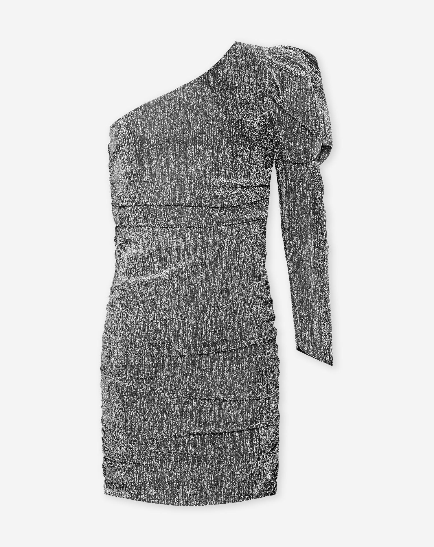 Glitzerndes One-Shoulder-Kleid in Silber