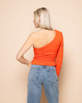 ONE SLEEVE RUCHED TOP ORANJE
