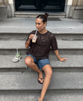 LACE TEE DONKERBRUIN
