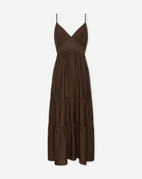ZAYA VISCOSE MAXI DRESS DONKERBRUIN