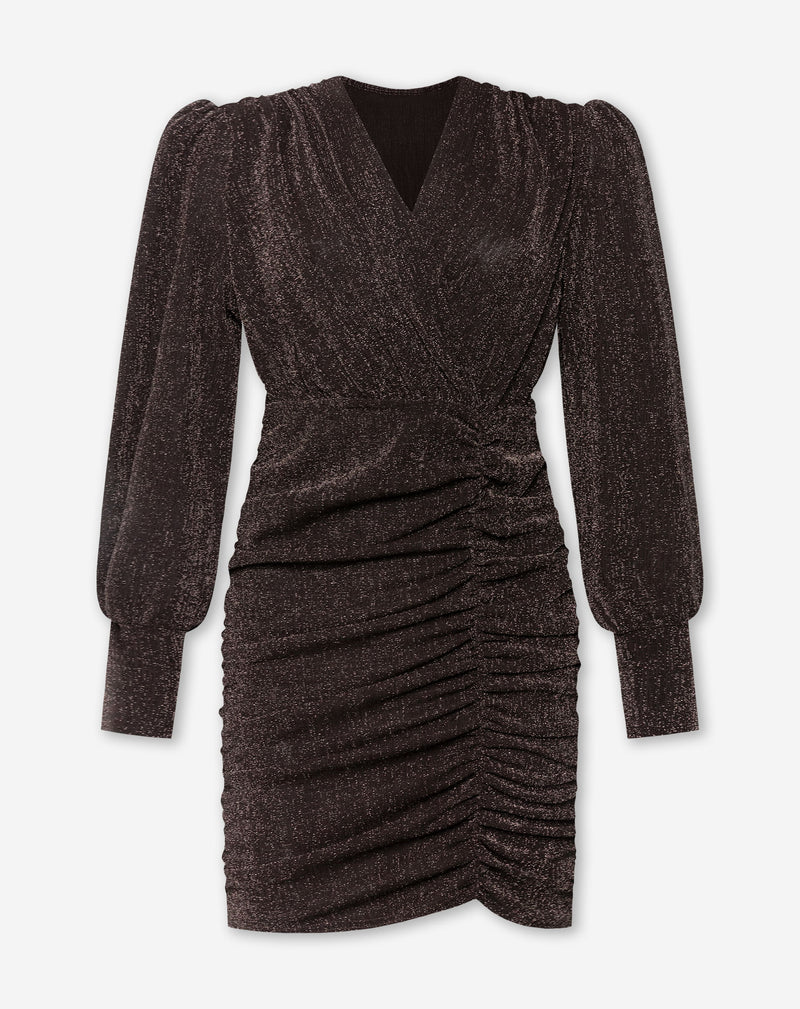 MAE GLITTER DRESS BROWN