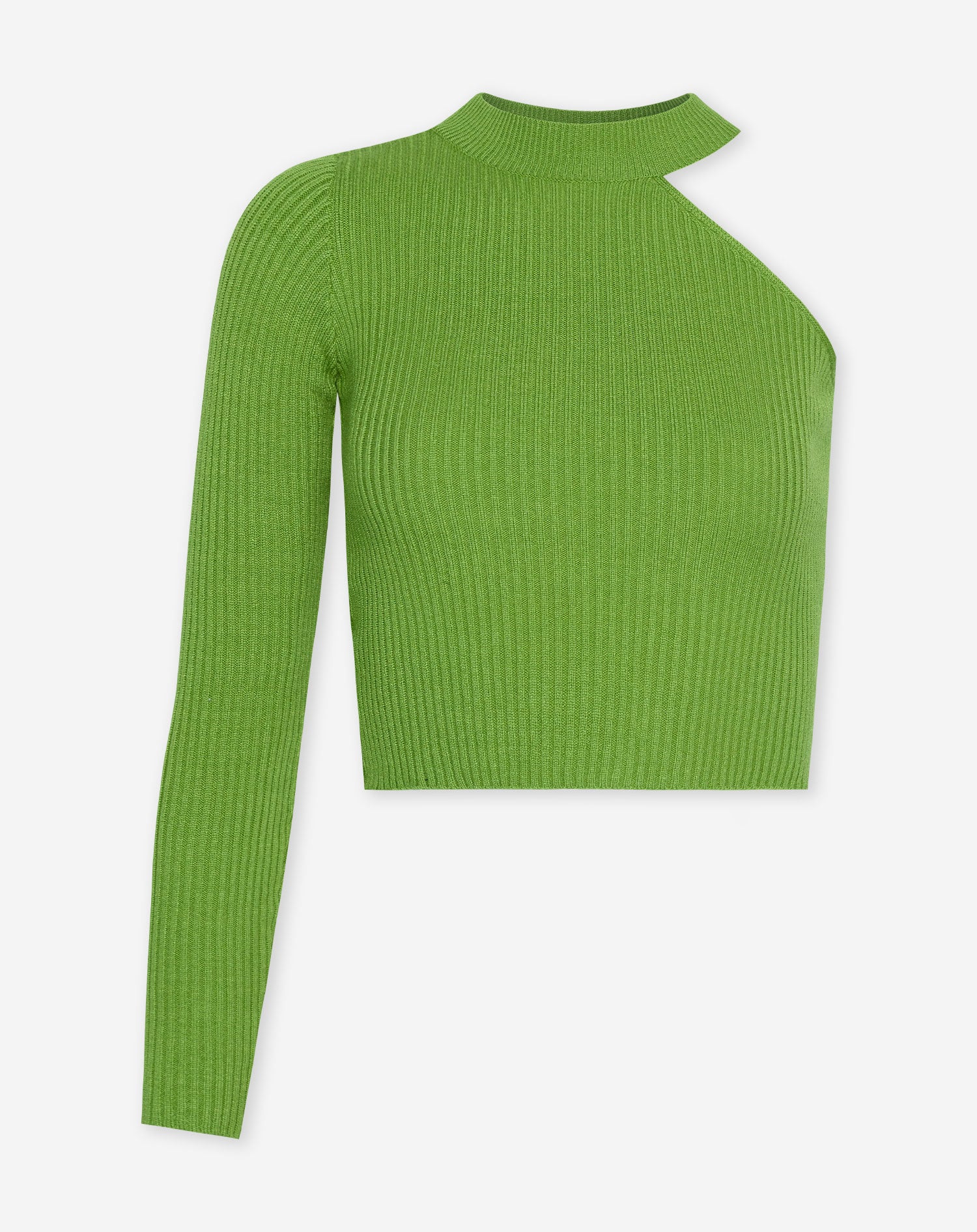ONE SLEEVE KNIT TOP GREEN