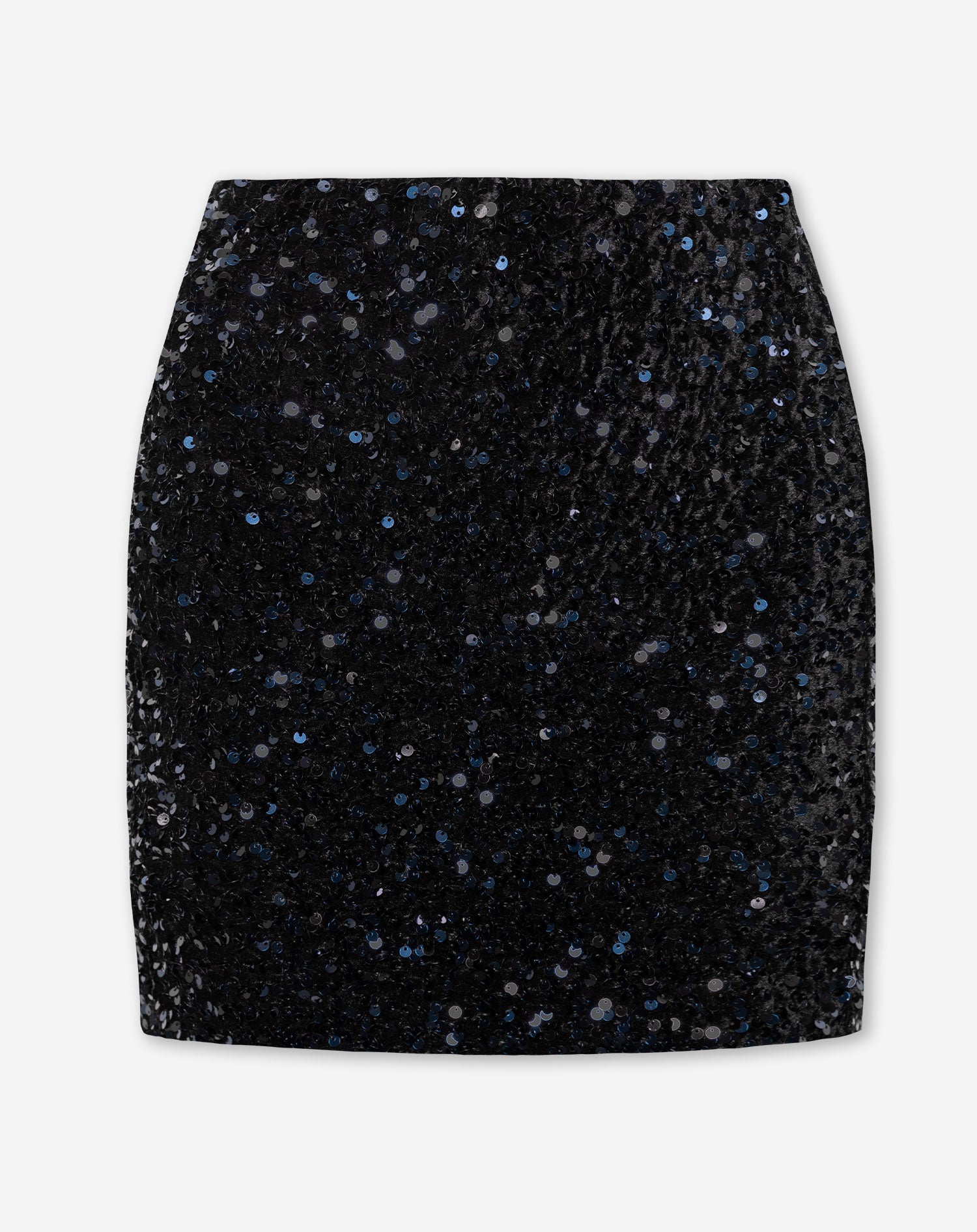 VELVET SEQUINS TUBE SKIRT NAVY