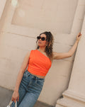 SLEEVELESS RUCHED TOP ORANGE