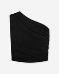 GLITTER SLEEVELESS RUCHED TOP BLACK
