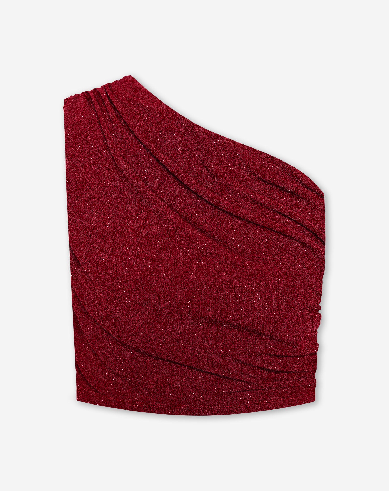 GLITTER SLEEVELESS RUCHED TOP BORDEAUX