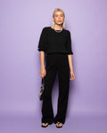 MELODY MOUSSELINE STRAIGHT LEG PANTS ZWART
