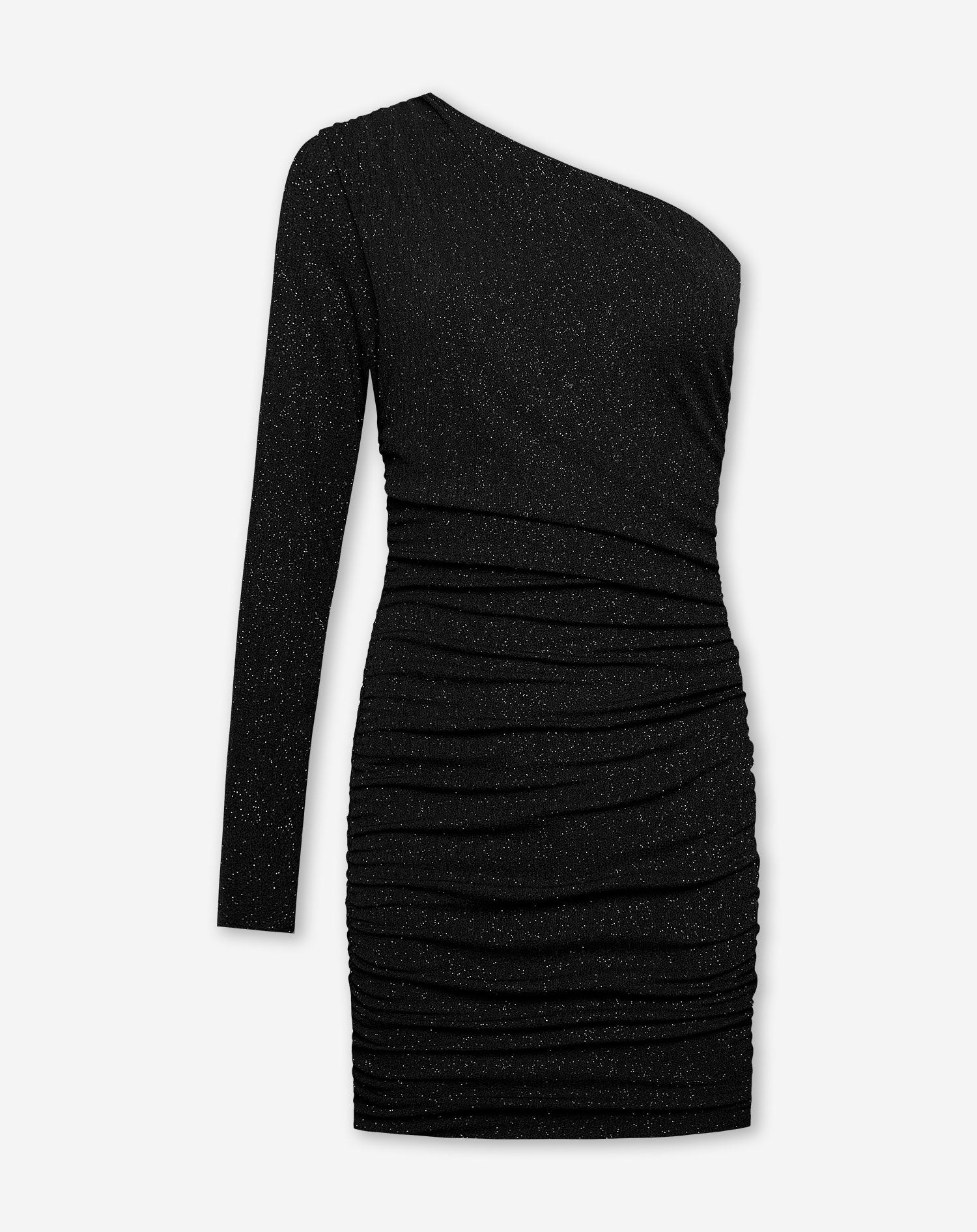 One Shoulder Jurk Met Split Zwart Shoulder Jurk Glitter Jurkje