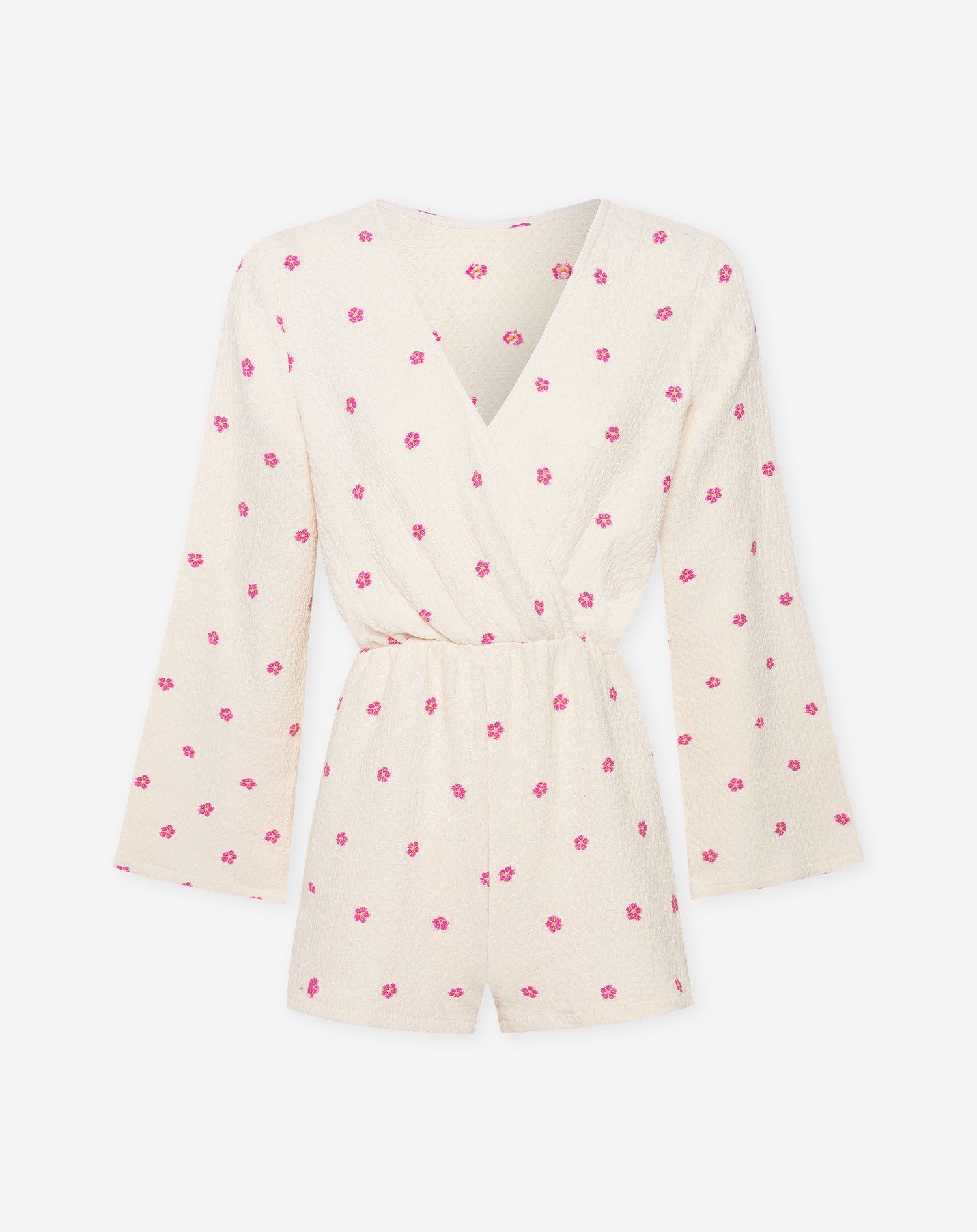 VIVIAN FLOWER EMBROIDERY PLAYSUIT PINK