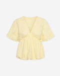ANA POPLIN BUBBLE HEM TOP BUTTER YELLOW