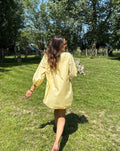 BLOSSOM BUBBLE HEM DRESS BUTTER YELLOW