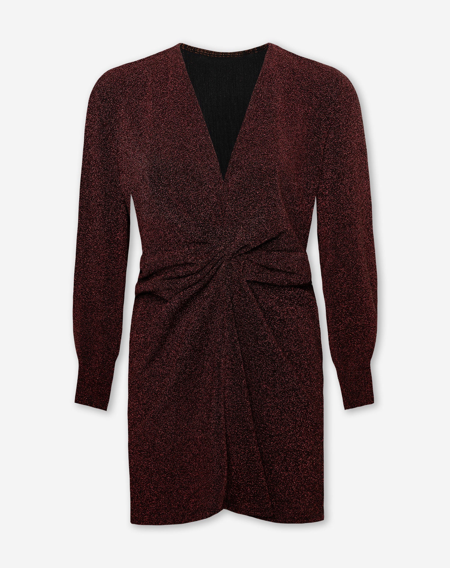 LUNA GLITTER KNOT DRESS BURGUNDY