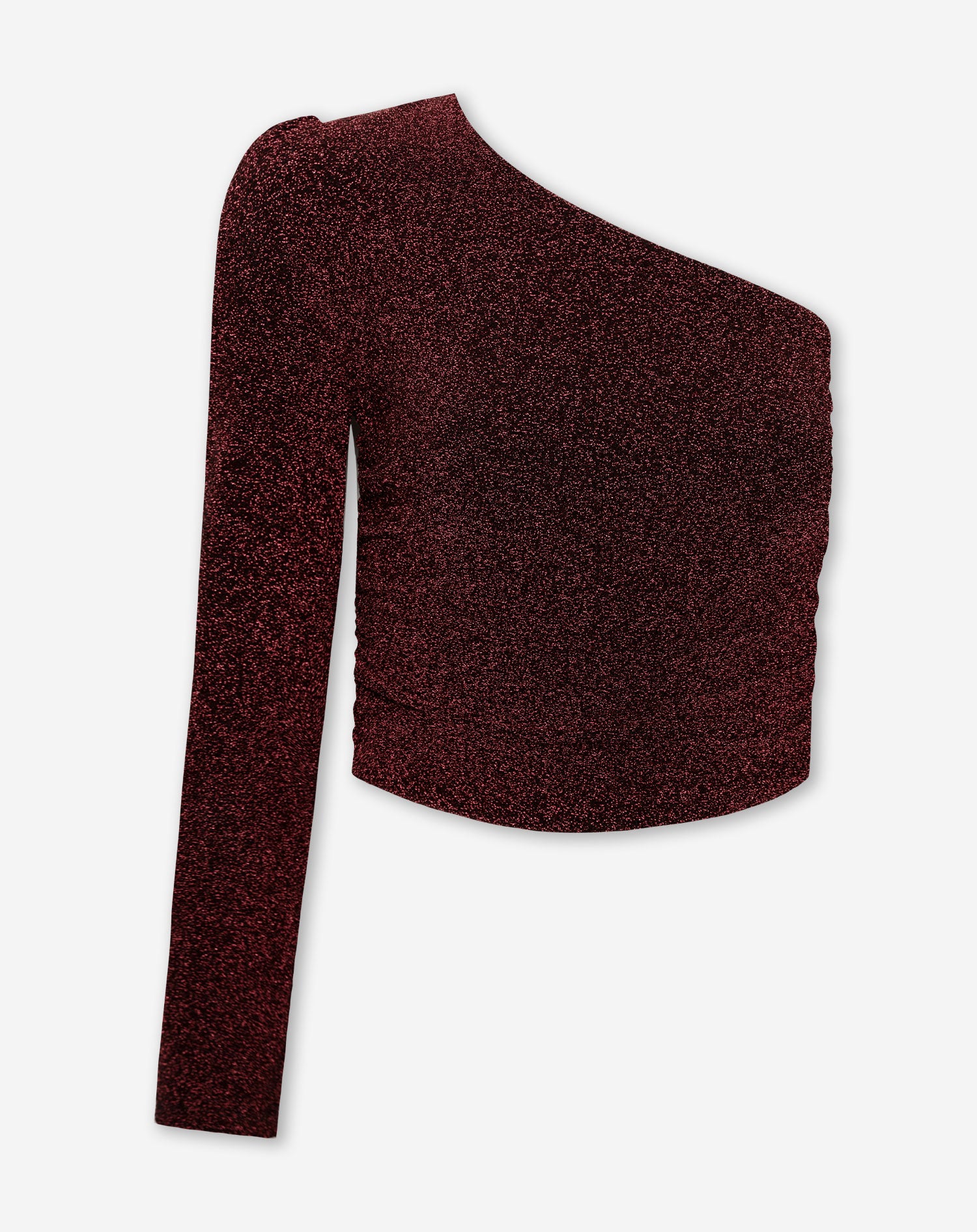 JOANY GLITTER ONE SLEEVE TOP BURGUNDY