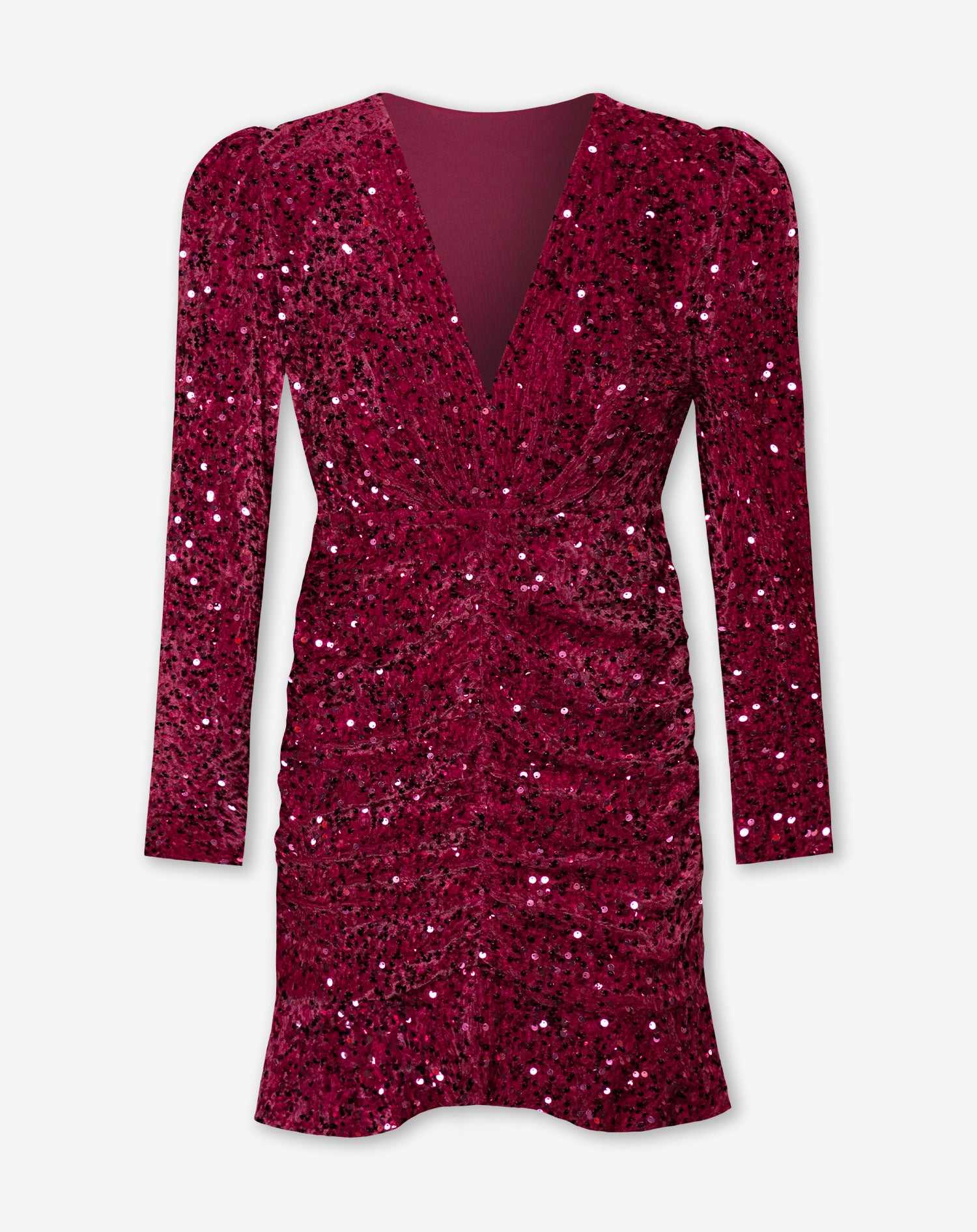 MILEY VELVET SEQUIN DRESS BORDEAUX