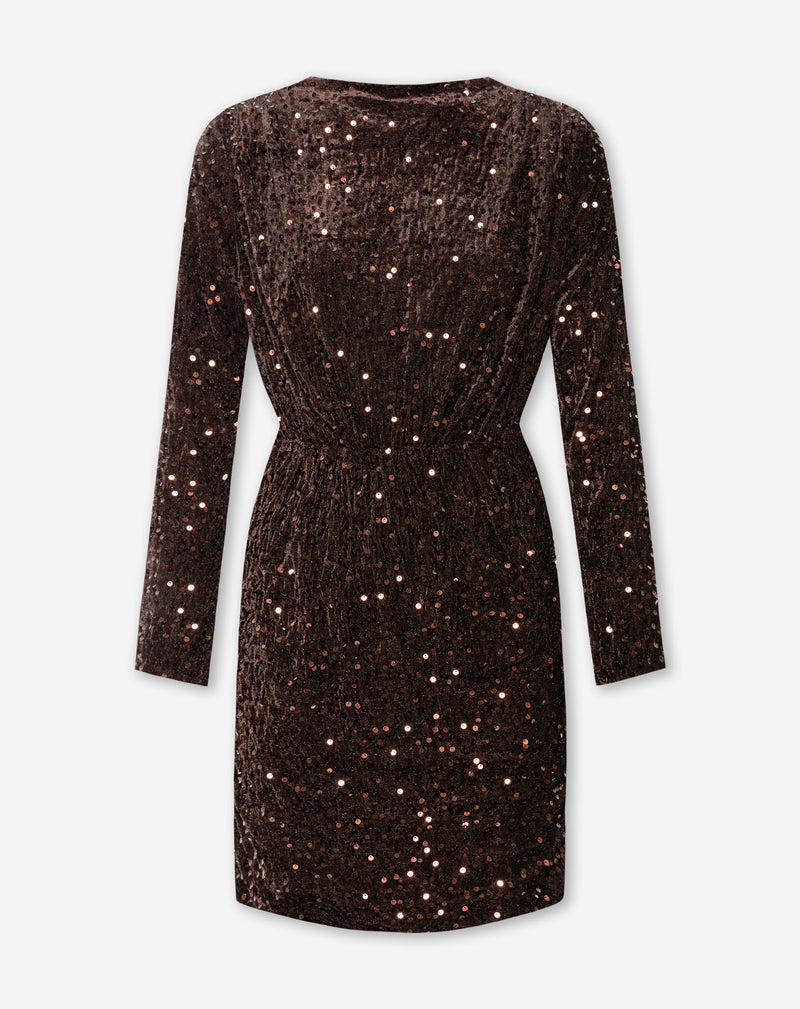 JOSH VELVET SEQUIN DRESS BRUIN