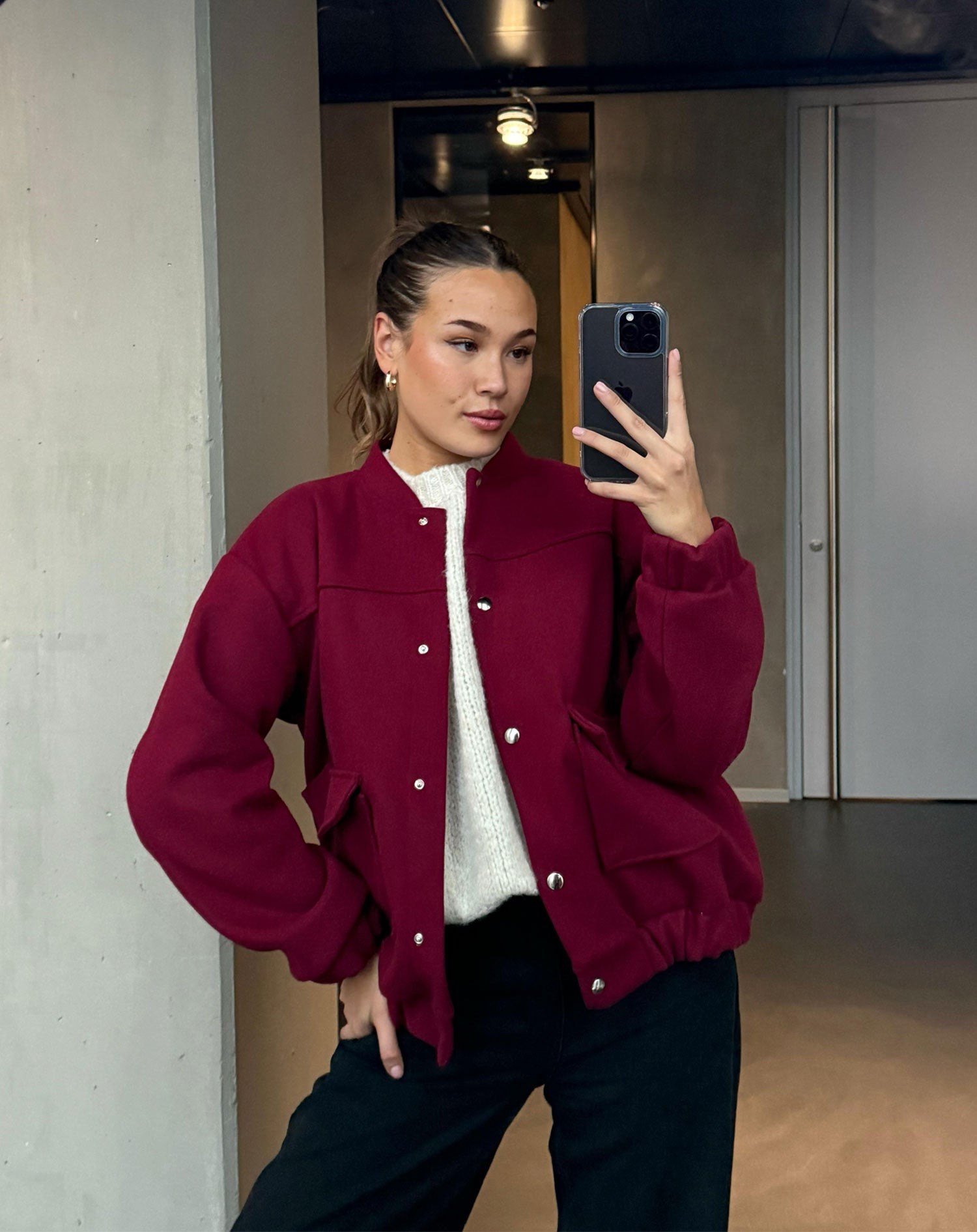 GRACIE BOMBER JACKET BURGUNDY