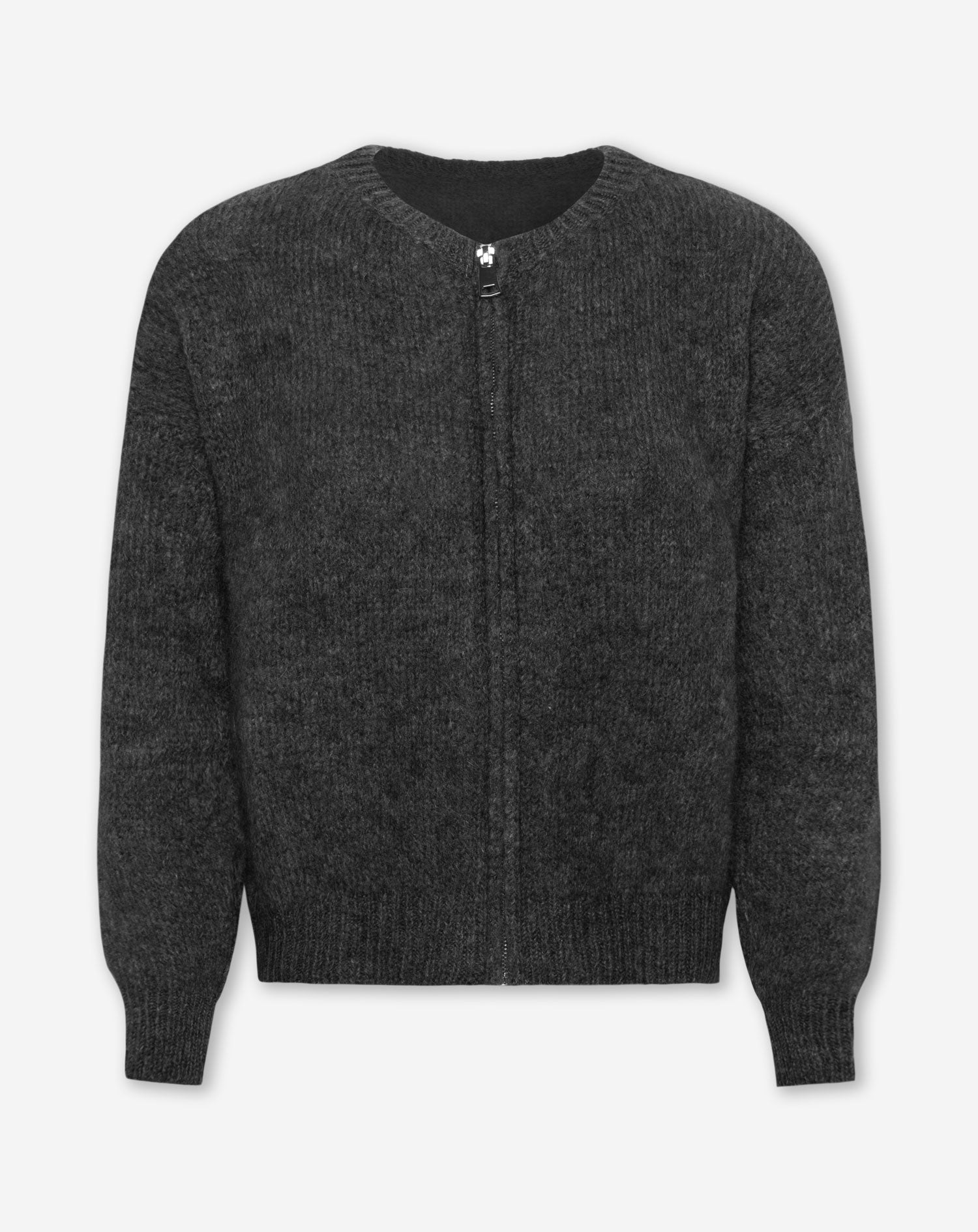 MOHAIR ZIP CARDIGAN DARK GREY