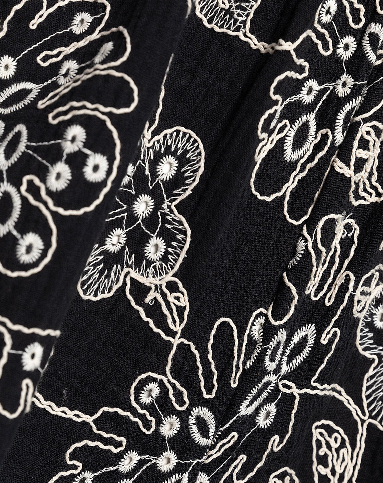 FLOWER EMBROIDERY PLAYSUIT BLACK
