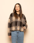 CHECKED BUBBLE HEM JACKET BRUIN
