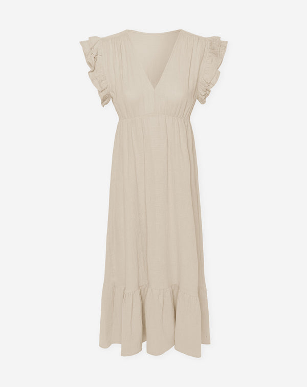 JAZMIN MOUSSELINE MAXI DRESS BEIGE