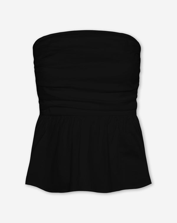 LEIA PEPLUM TOP ZWART