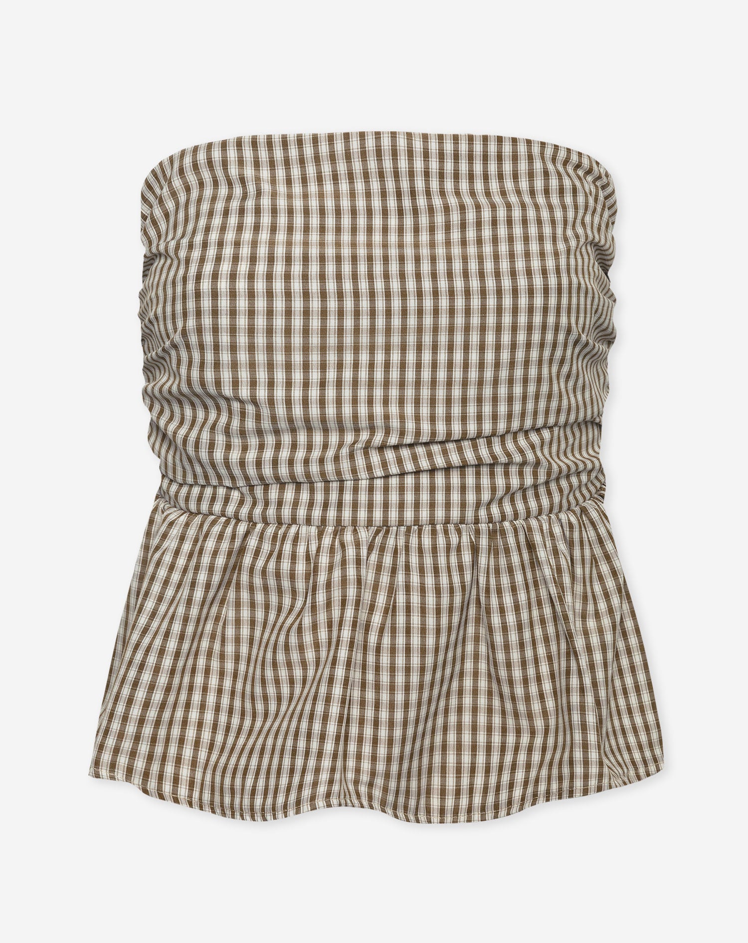 LEIA CHECK PEPLUM TOP BRUIN