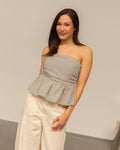 LEIA CHECK PEPLUM TOP BRUIN