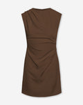 SOFIA RUCHED DRESS BROWN