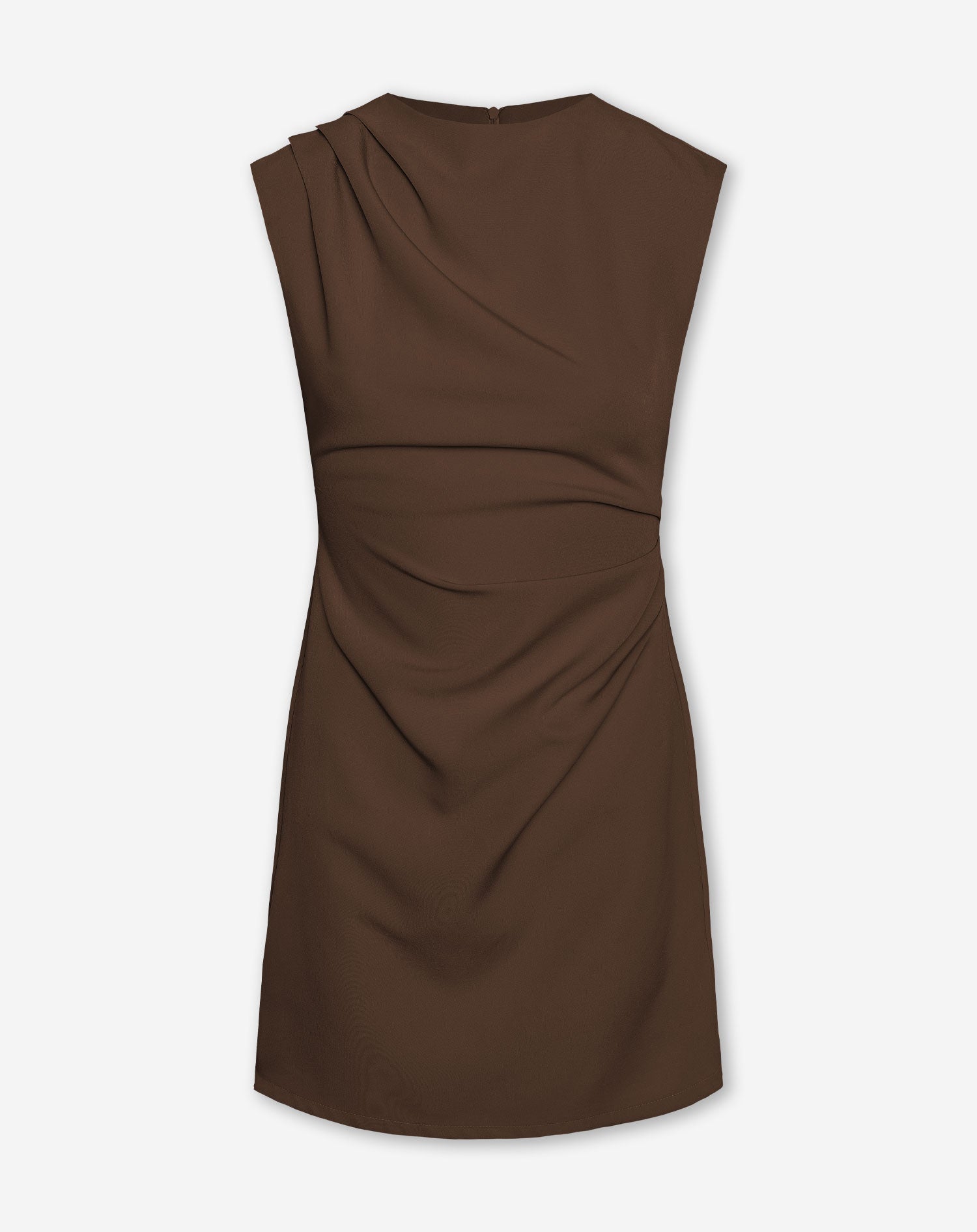 SOFIA RUCHED DRESS BROWN