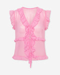 SLEEVELESS CRINKLE RUFFLE TOP ROZE