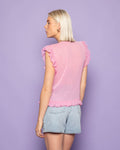 SLEEVELESS CRINKLE RUFFLE TOP ROZE