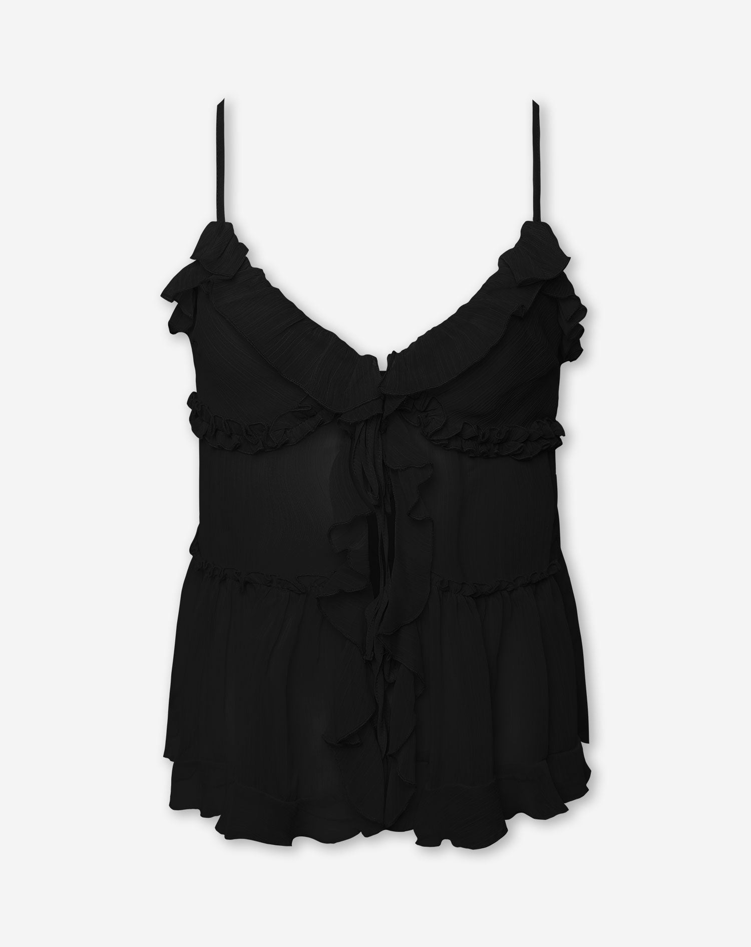 CRINKLE RUFFLE CAMI BLACK