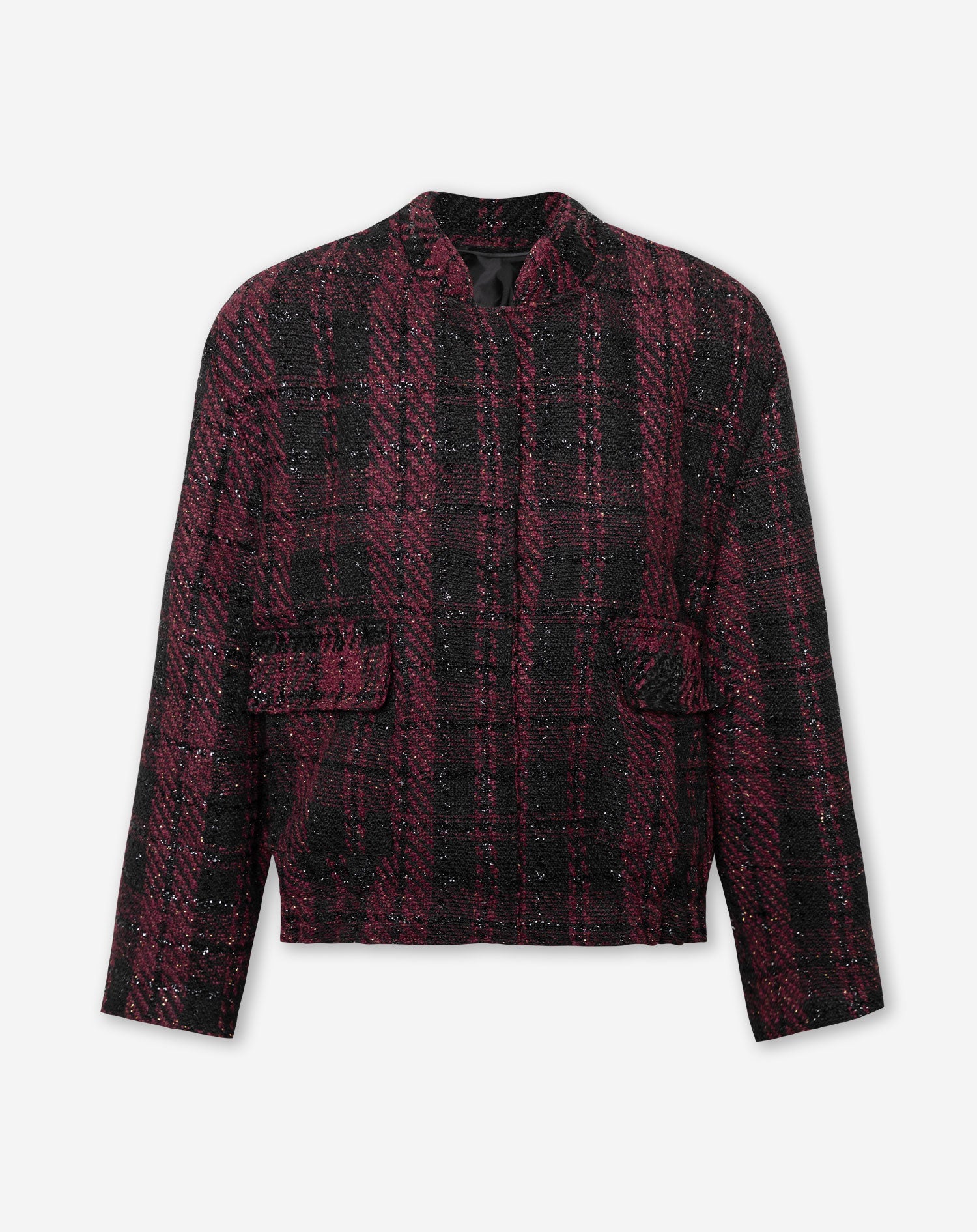 ALEXIS CHECK BOUCLE JACKET BURGUNDY